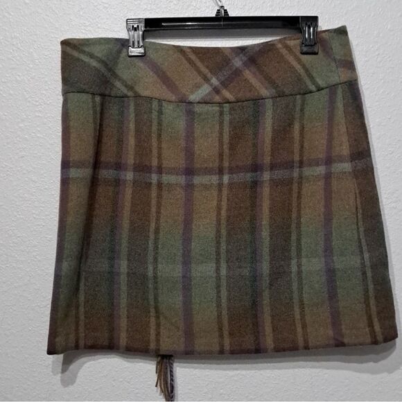 Lauren Ralph Lauren Plaid Fringe Trim Tweed Mini Skirt Size 6-12 - Picture 5 of 9